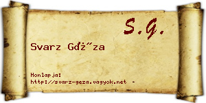 Svarz Géza névjegykártya